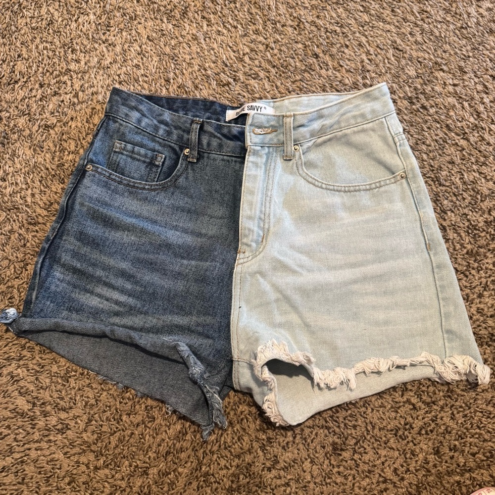 ASNY Two-Tone Denim Jean Shorts - Picture 1 of 5